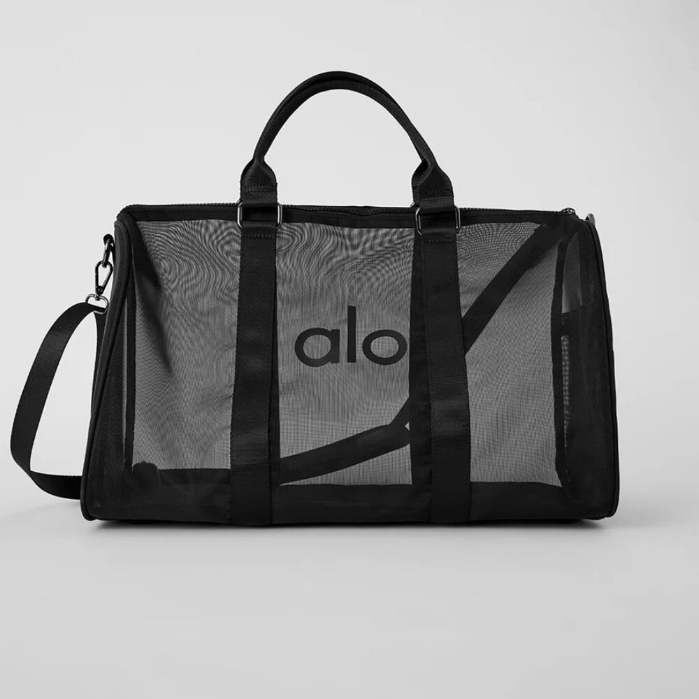 Alo Yoga Large Mesh Duffle Bag – Black Gym Travel Shoulder Tote